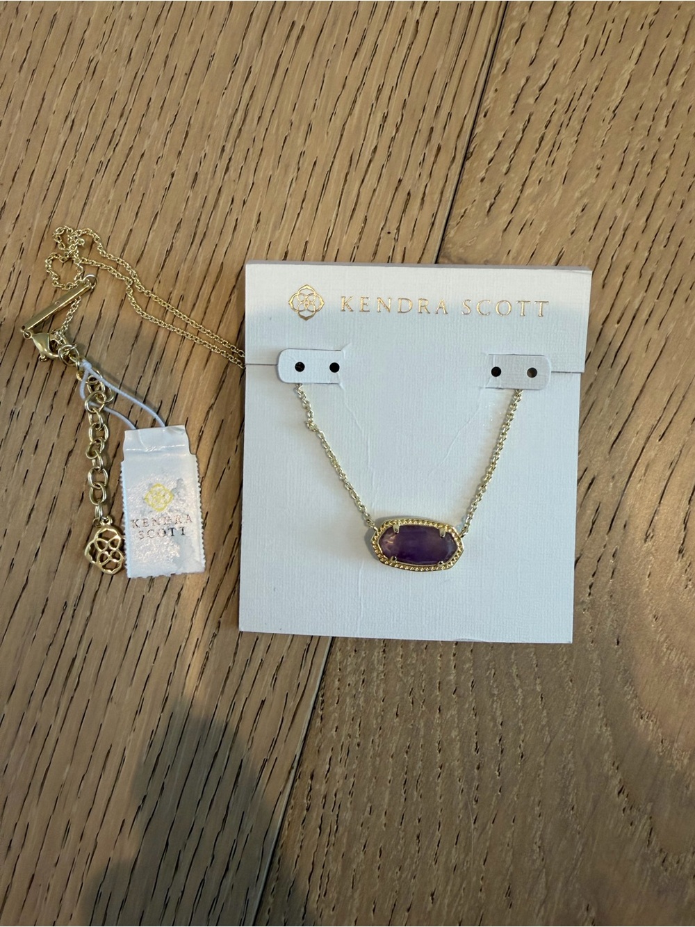 Kendra Scott Gold Necklace with Purple Oval Pendant